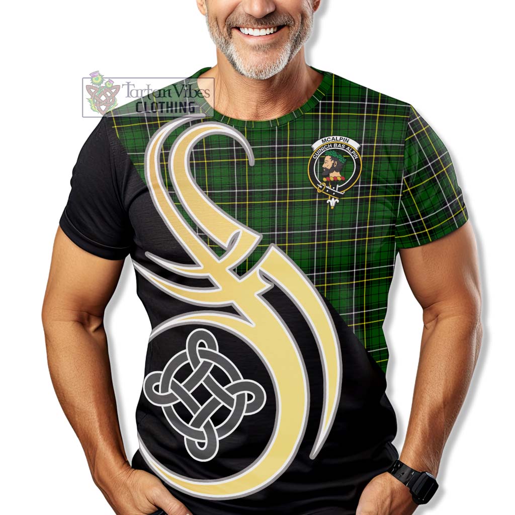 Tartan Vibes Clothing McAlpin Modern Tartan T-Shirt with Family Crest and Celtic Symbol Style