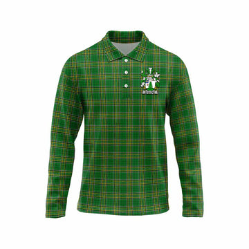 McAlpine Irish Clan Tartan Long Sleeve Polo Shirt with Coat of Arms