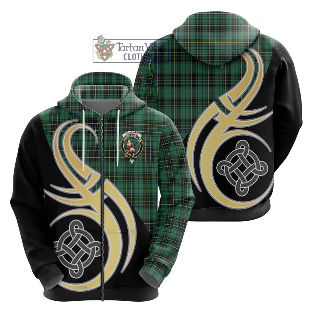 Tartan Vibes Clothing McAlpine Ancient Tartan Hoodie with Family Crest and Celtic Symbol Style