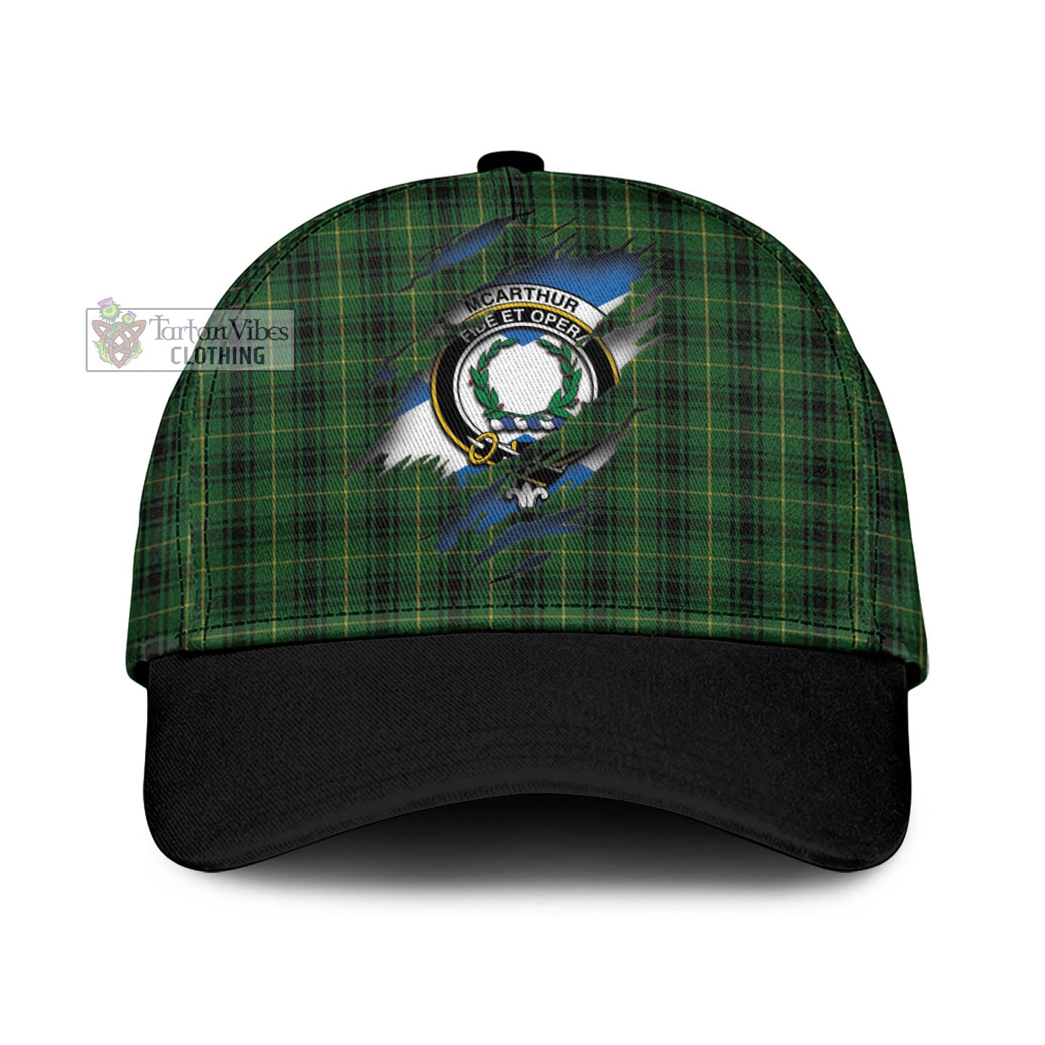 Tartan Vibes Clothing McArthur Tartan Classic Cap with Family Crest In Me Style