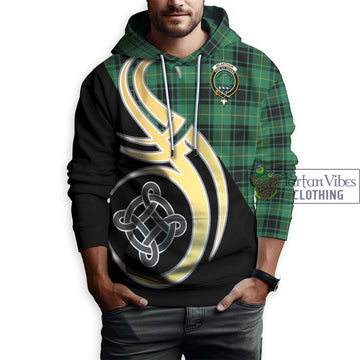 McArthur Ancient Tartan Hoodie with Family Crest and Celtic Symbol Style