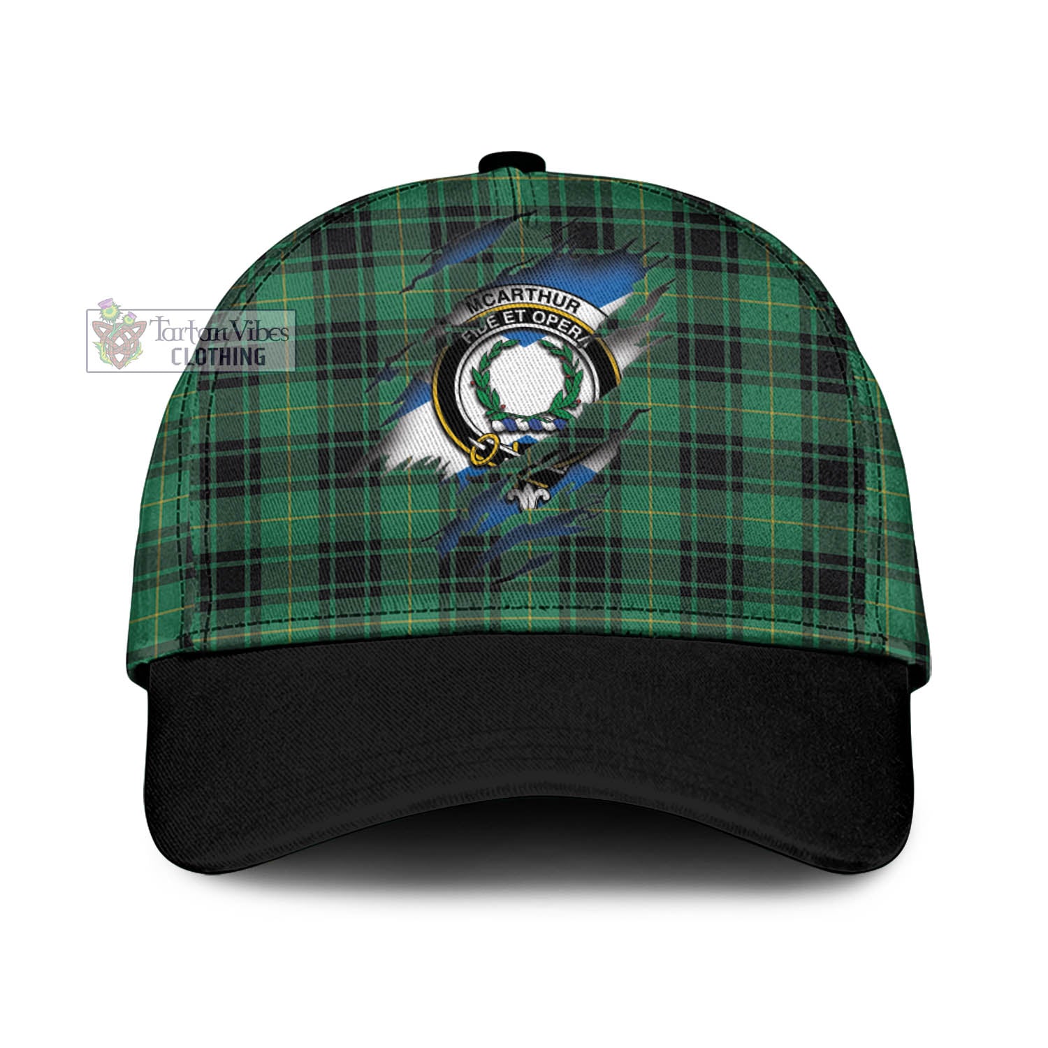 Tartan Vibes Clothing McArthur Ancient Tartan Classic Cap with Family Crest In Me Style