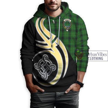 McArthur Highland Tartan Hoodie with Family Crest and Celtic Symbol Style