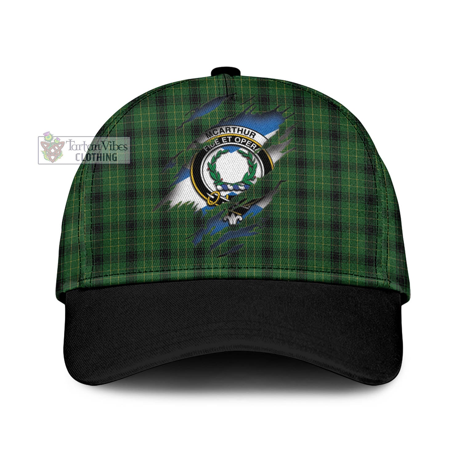 Tartan Vibes Clothing McArthur Highland Tartan Classic Cap with Family Crest In Me Style