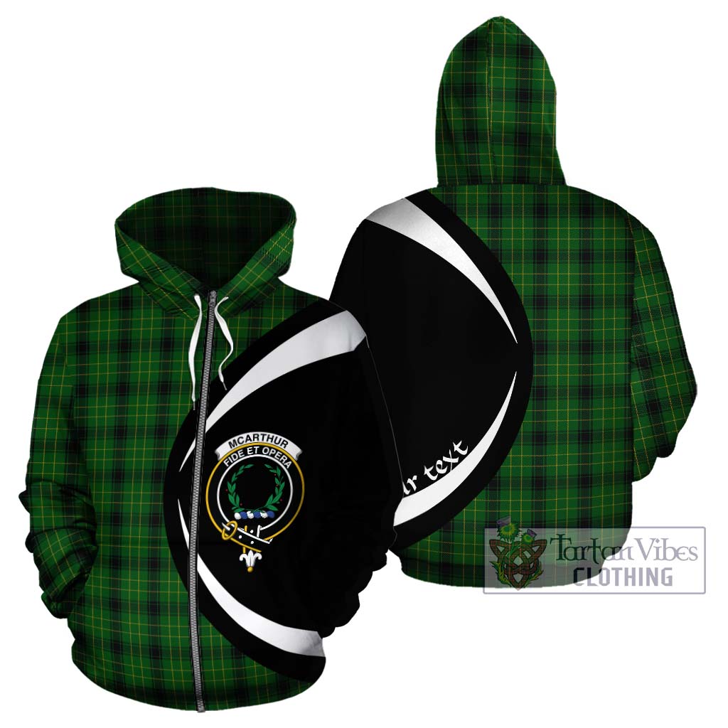 Tartan Vibes Clothing McArthur Highland Tartan Hoodie with Family Crest Circle Style