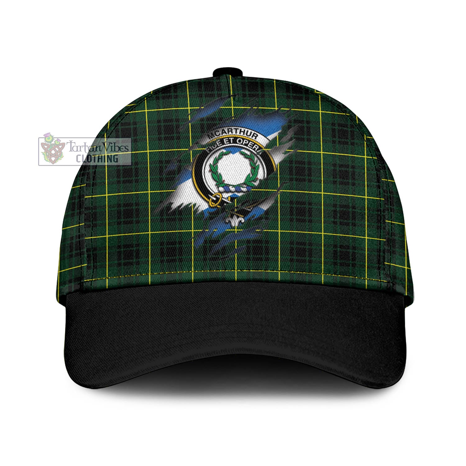 Tartan Vibes Clothing McArthur Modern Tartan Classic Cap with Family Crest In Me Style