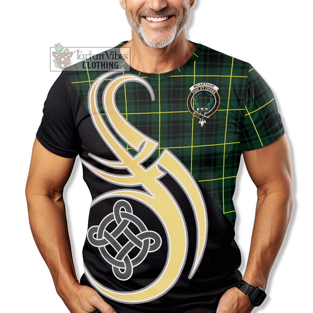 Tartan Vibes Clothing McArthur Modern Tartan T-Shirt with Family Crest and Celtic Symbol Style