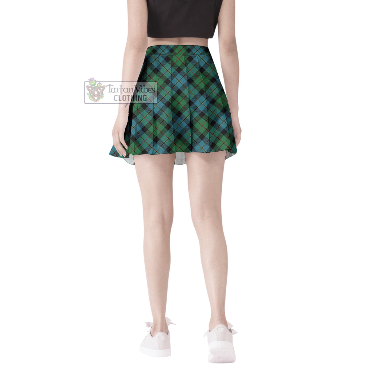 McAskill Ancient Tartan Women's Plated Mini Skirt Cross Style - Tartan Vibes Clothing