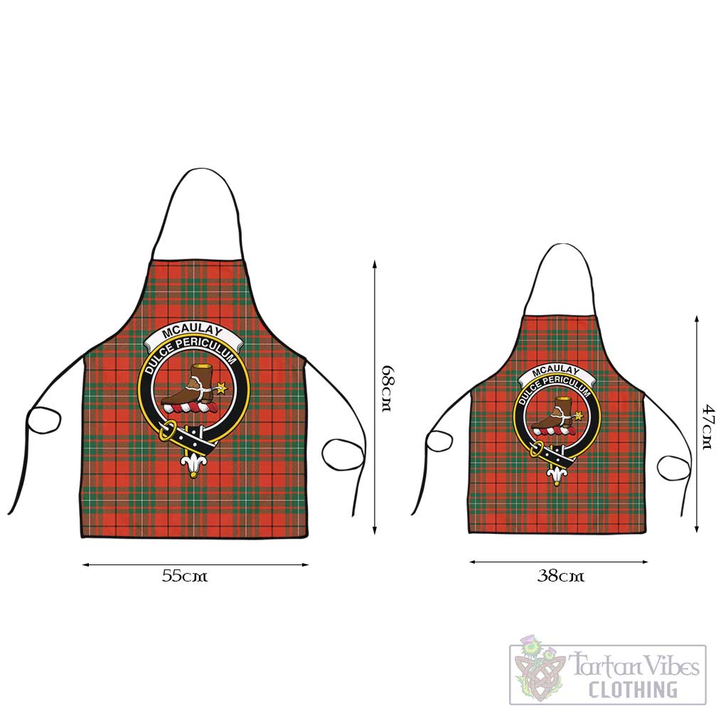 McAulay Ancient Tartan Apron with Family Crest Black L 55x68 cm - Tartan Vibes Clothing