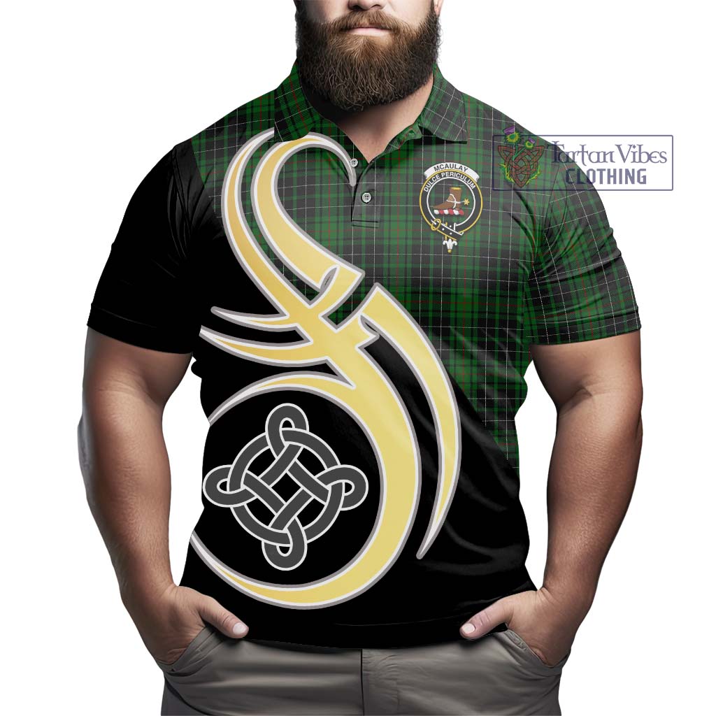 Tartan Vibes Clothing McAulay Hunting Tartan Polo Shirt with Family Crest and Celtic Symbol Style