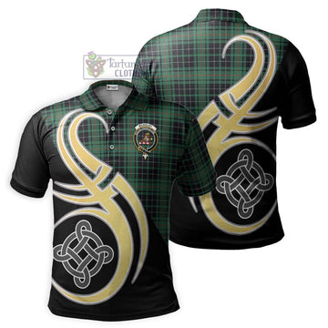 McAulay Hunting Ancient Tartan Polo Shirt with Family Crest and Celtic Symbol Style