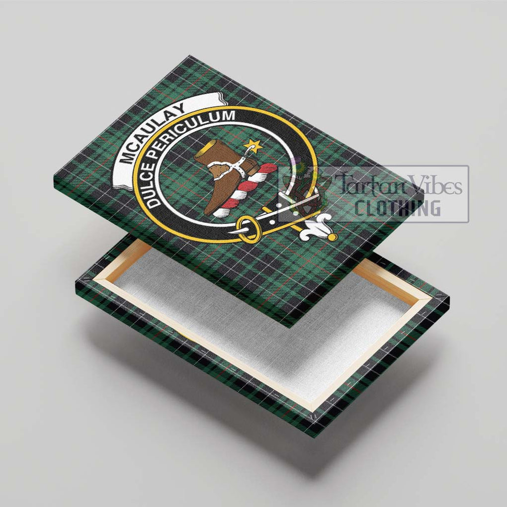 McAulay Hunting Ancient Tartan Canvas Print Wall Art with Family Crest - Tartan Vibes Clothing