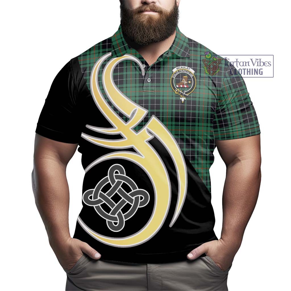 Tartan Vibes Clothing McAulay Hunting Ancient Tartan Polo Shirt with Family Crest and Celtic Symbol Style