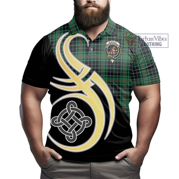 McAulay Hunting Ancient Tartan Polo Shirt with Family Crest and Celtic Symbol Style