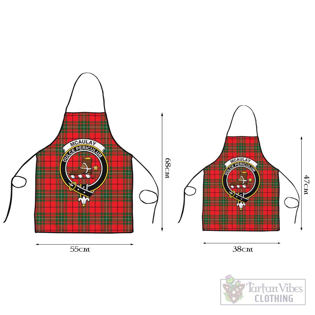 McAulay Modern Tartan Apron with Family Crest Black L 55x68 cm - Tartan Vibes Clothing