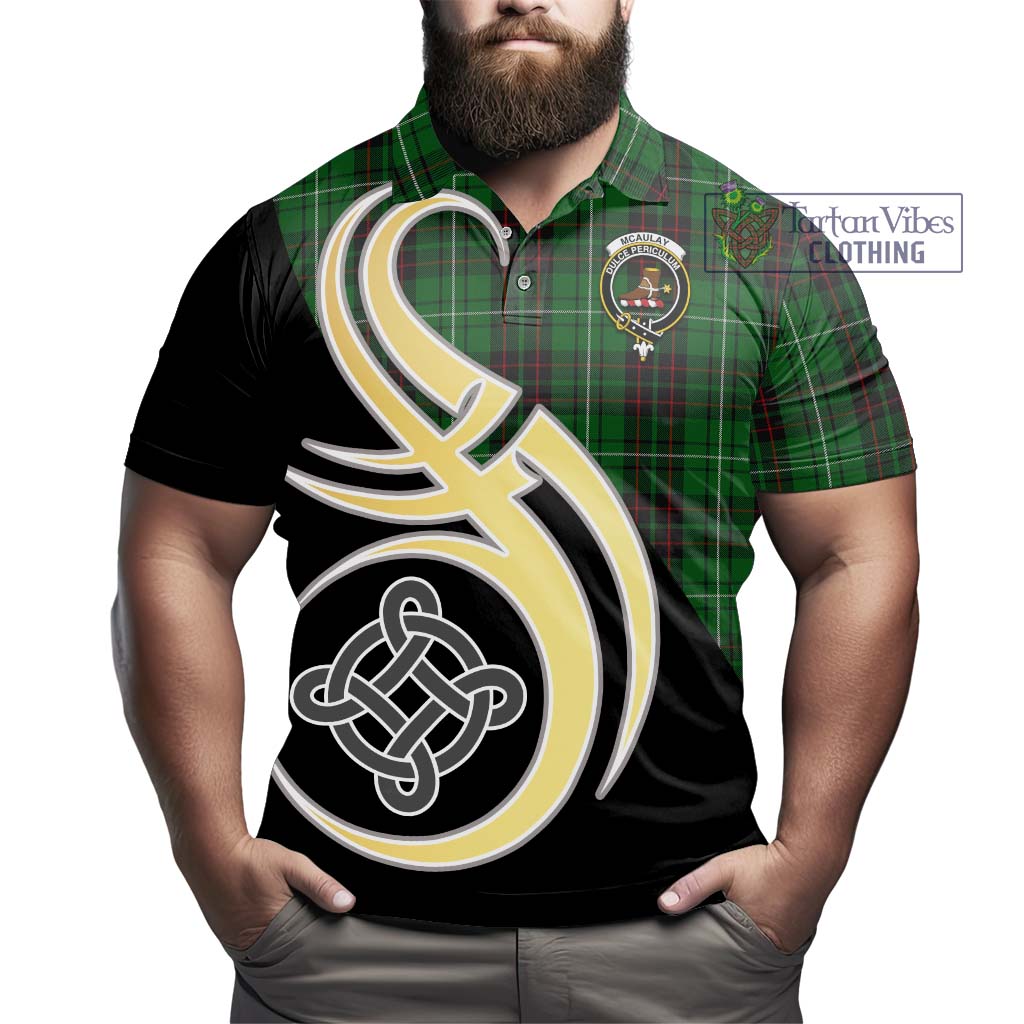 Tartan Vibes Clothing McAulay of Lewis Tartan Polo Shirt with Family Crest and Celtic Symbol Style