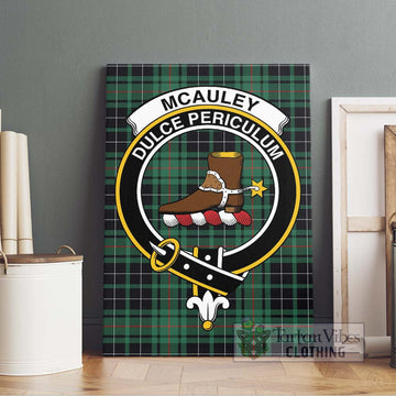 McAuley Hunting Ancient Tartan Canvas Print Wall Art with Family Crest