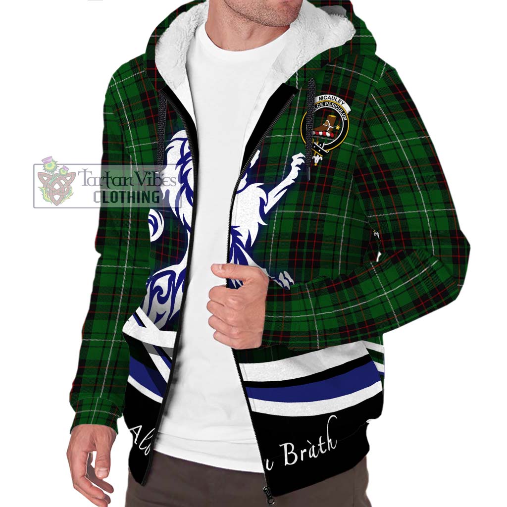 Tartan Vibes Clothing McAuley of Lewis Tartan Sherpa Hoodie with Alba Gu Brath Regal Lion Emblem