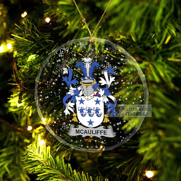 McAuliffe Irish Clan Christmas Glass Ornament with Coat of Arms