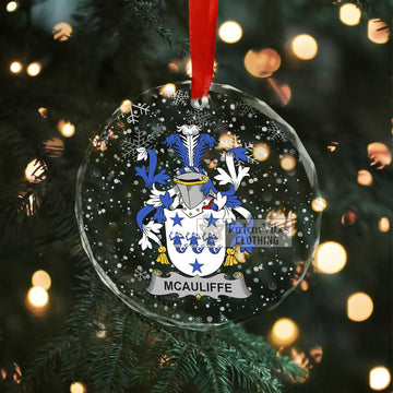 McAuliffe Irish Clan Christmas Glass Ornament with Coat of Arms