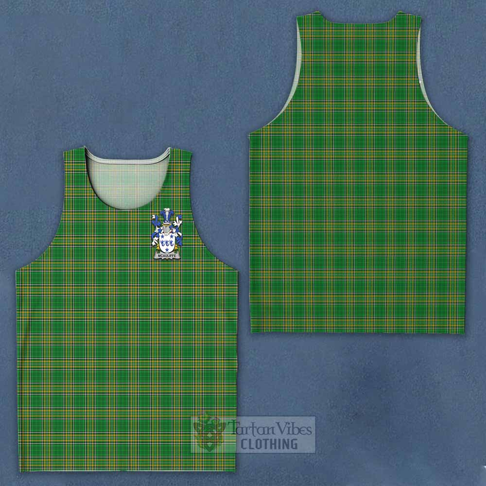 Tartan Vibes Clothing McAuliffe Irish Clan Tartan Men's Tank Top with Coat of Arms