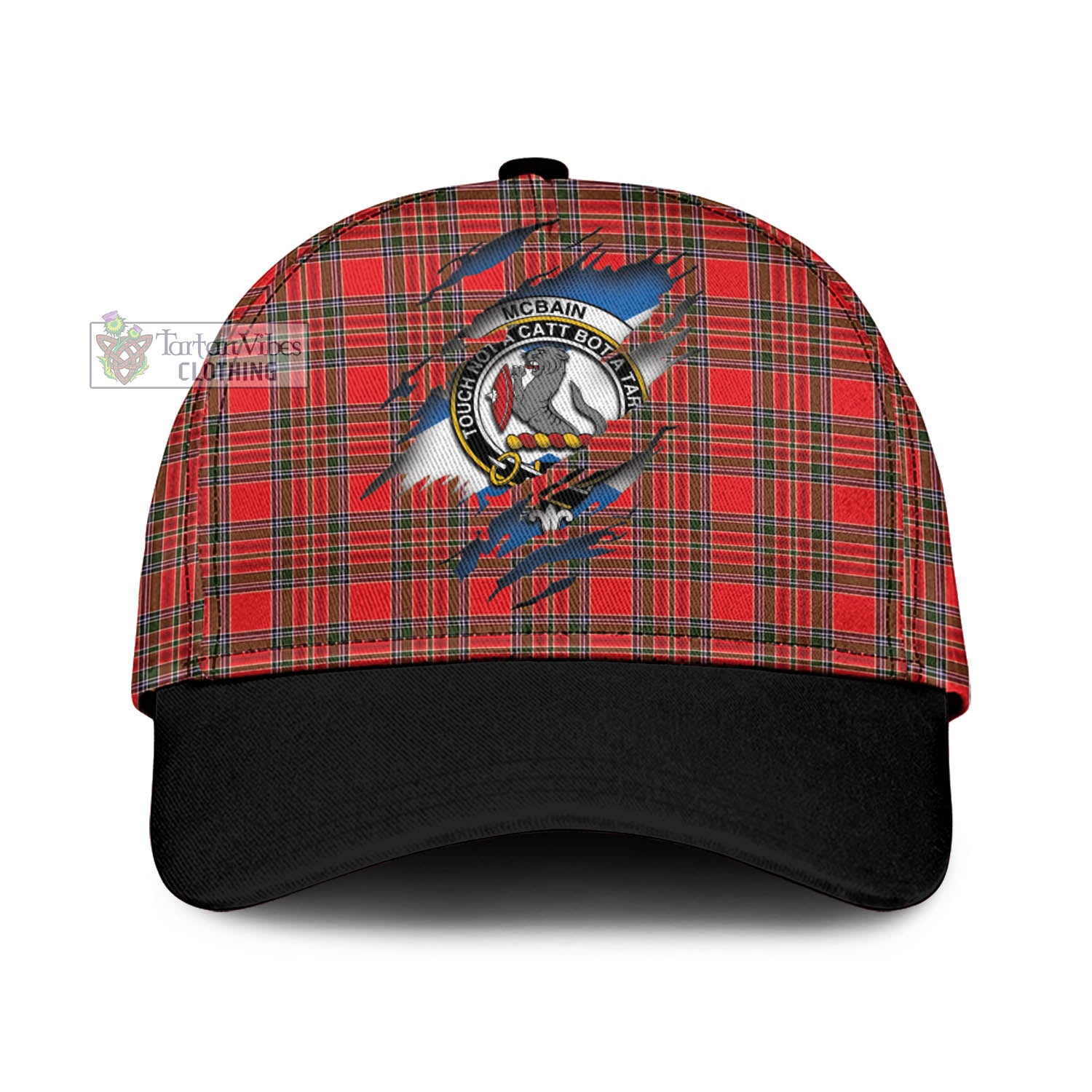 Tartan Vibes Clothing McBain Tartan Classic Cap with Family Crest In Me Style