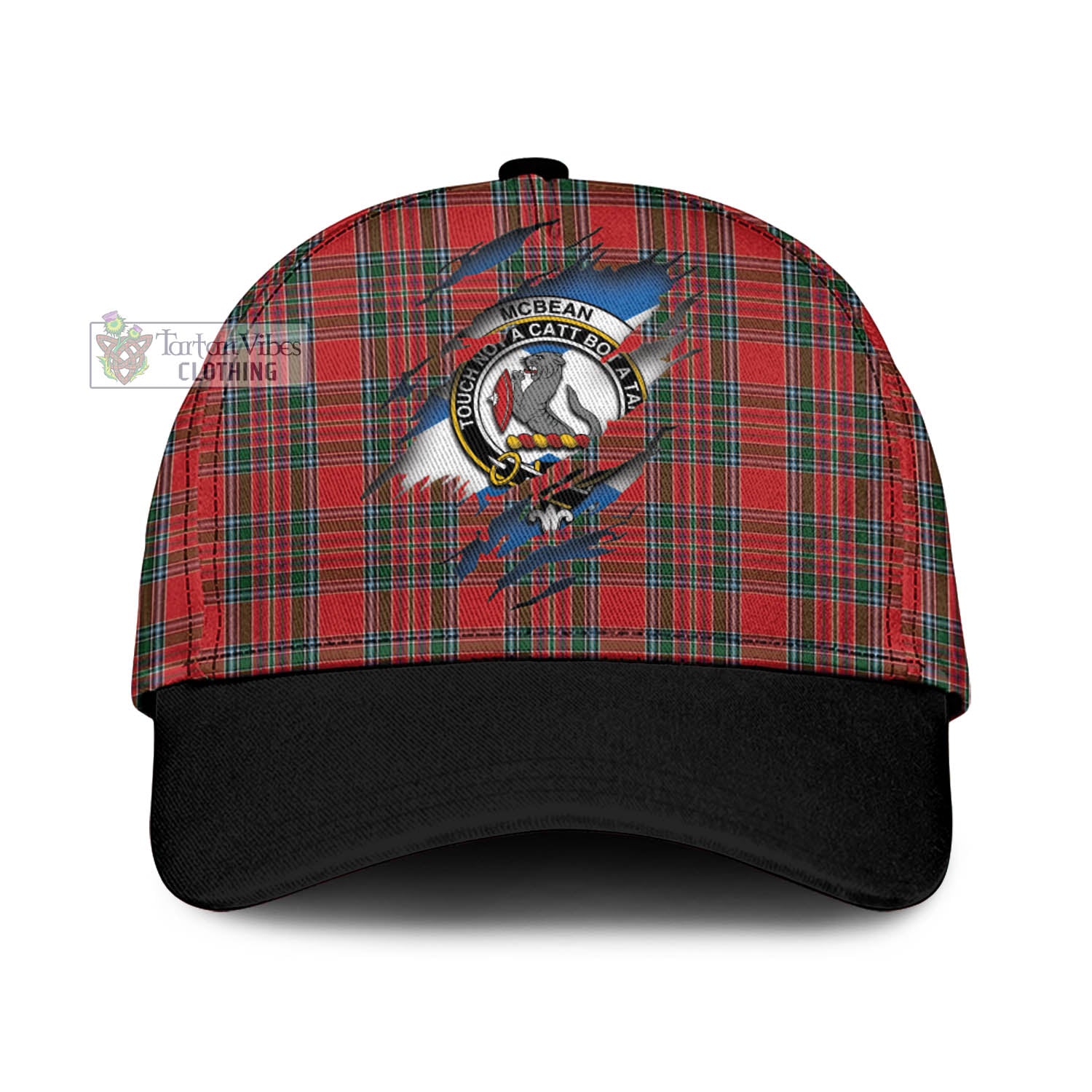 Tartan Vibes Clothing McBean Tartan Classic Cap with Family Crest In Me Style