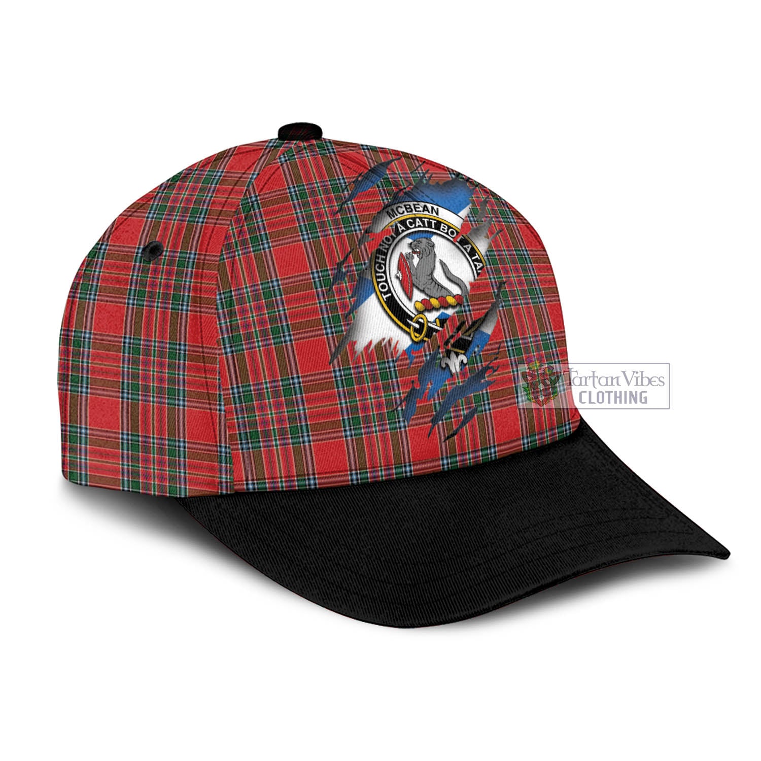 Tartan Vibes Clothing McBean Tartan Classic Cap with Family Crest In Me Style