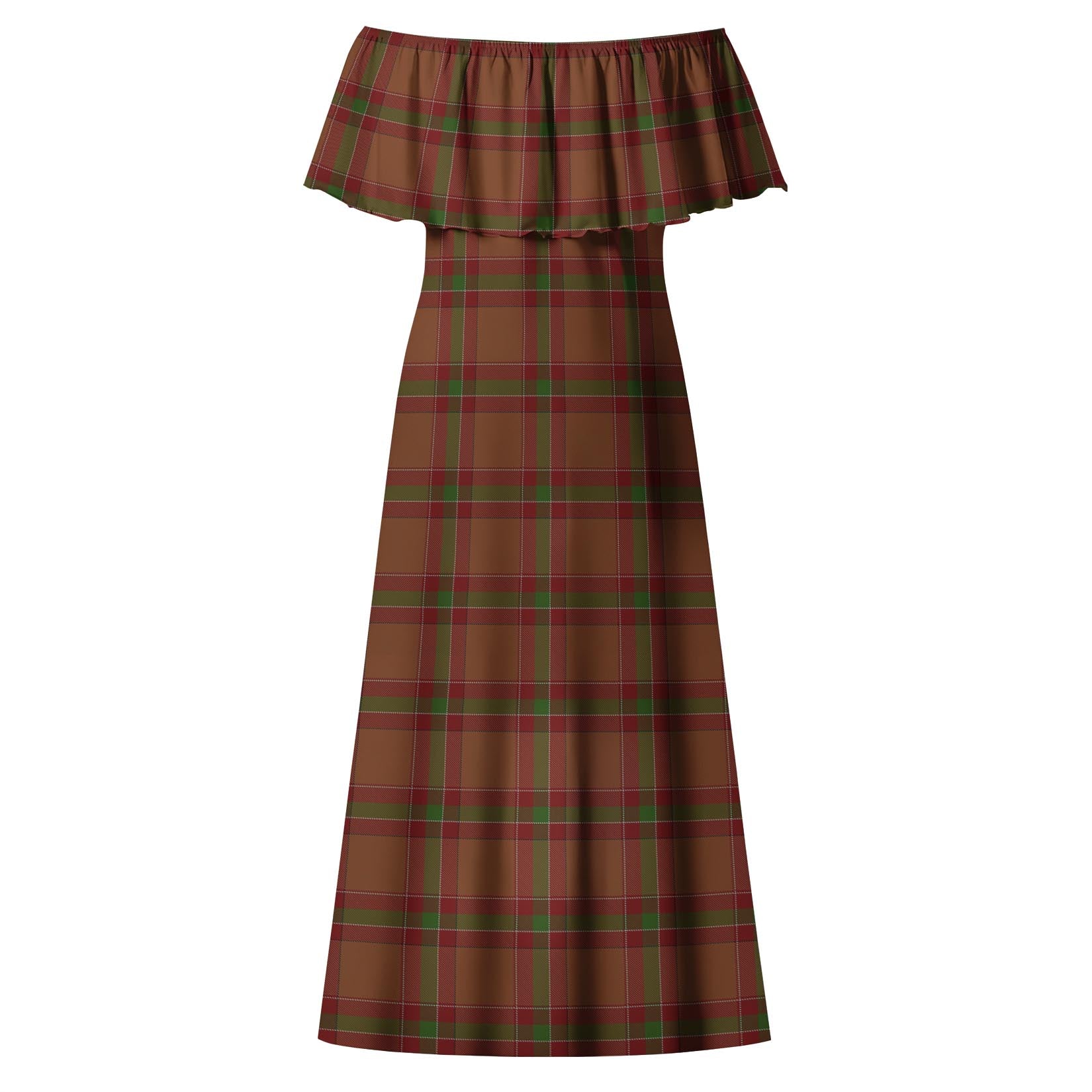 McBrayer Tartan Off Shoulder Long Dress - Tartanvibesclothing