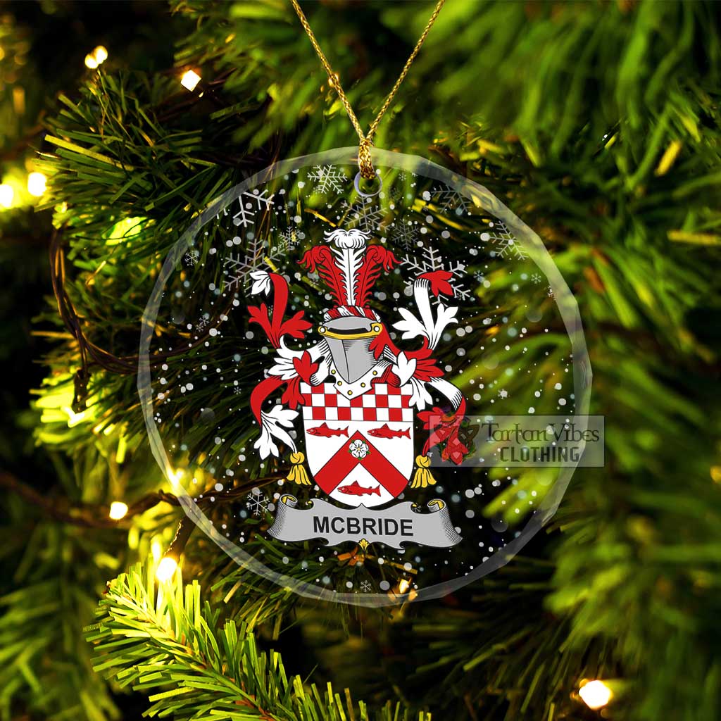 Tartan Vibes Clothing McBride Irish Clan Christmas Glass Ornament with Coat of Arms