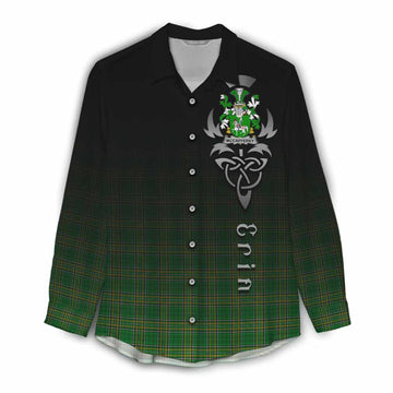 McCafferey Irish Clan Women's Casual Shirt with Coat of Arms Erin Go Bragh Celtic Inspired Female - Tartan Vibes Clothing