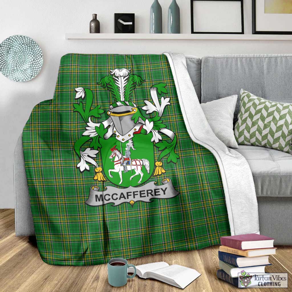 Tartan Vibes Clothing McCafferey Irish Clan Tartan Blanket with Coat of Arms