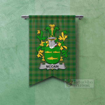 McCain Irish Clan Tartan Gonfalon, Tartan Banner with Coat of Arms Fishtail - Tartan Vibes Clothing