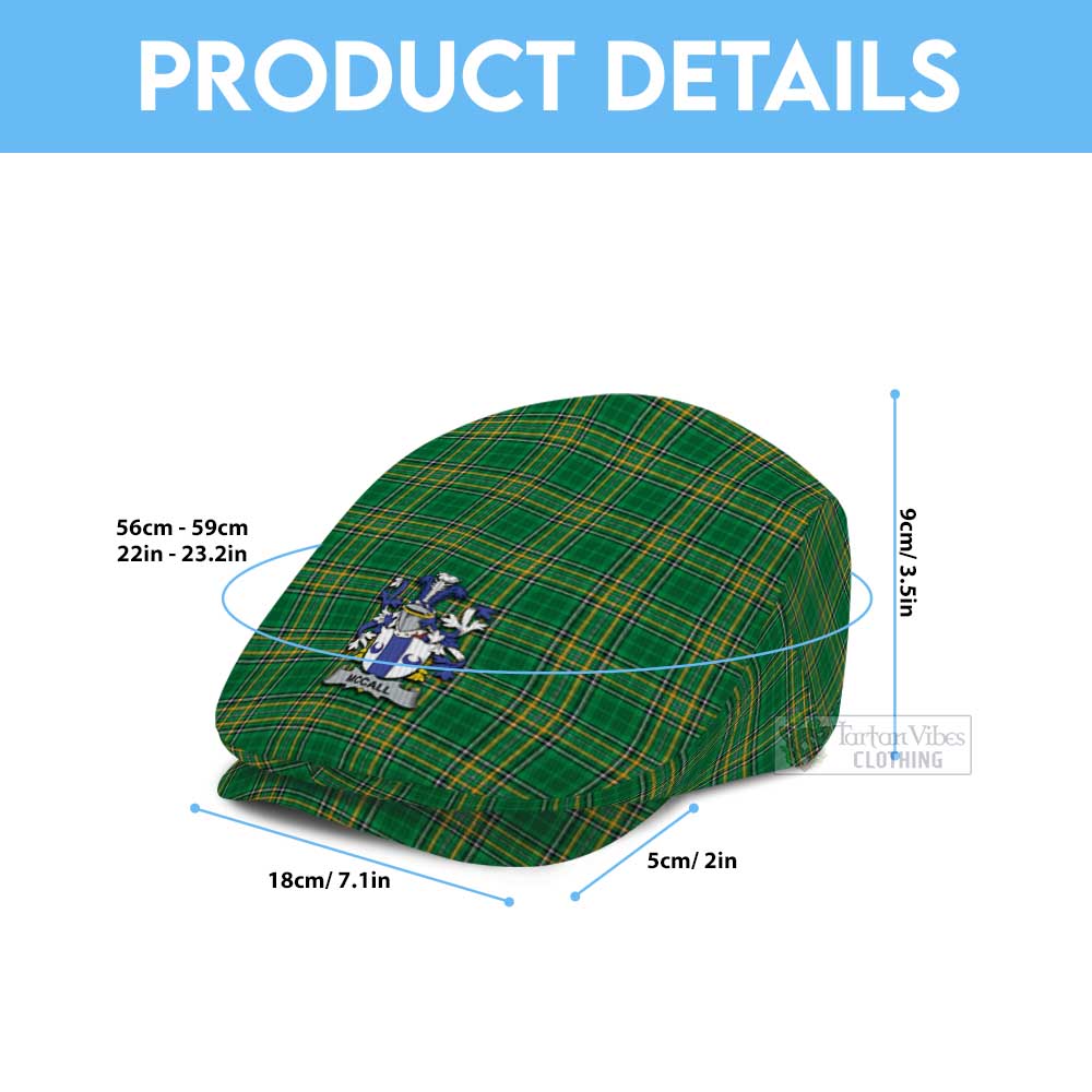 McCall Irish Clan Tartan Jeff Cap, Tartan Flat Cap with Coat of Arm - Tartan Vibes Clothing