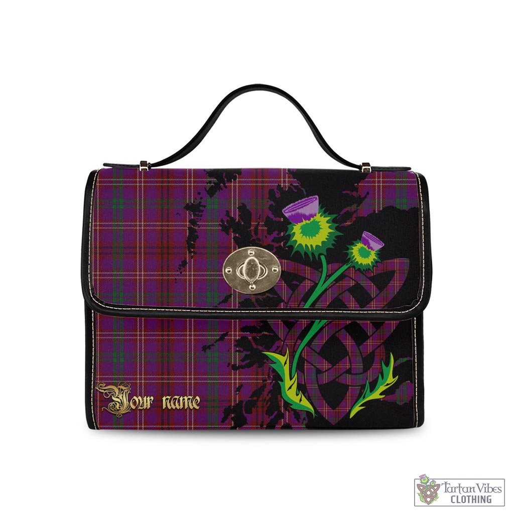 Tartan Vibes Clothing McCall (Caithness) Tartan Waterproof Canvas Bag with Scotland Map and Thistle Celtic Accents