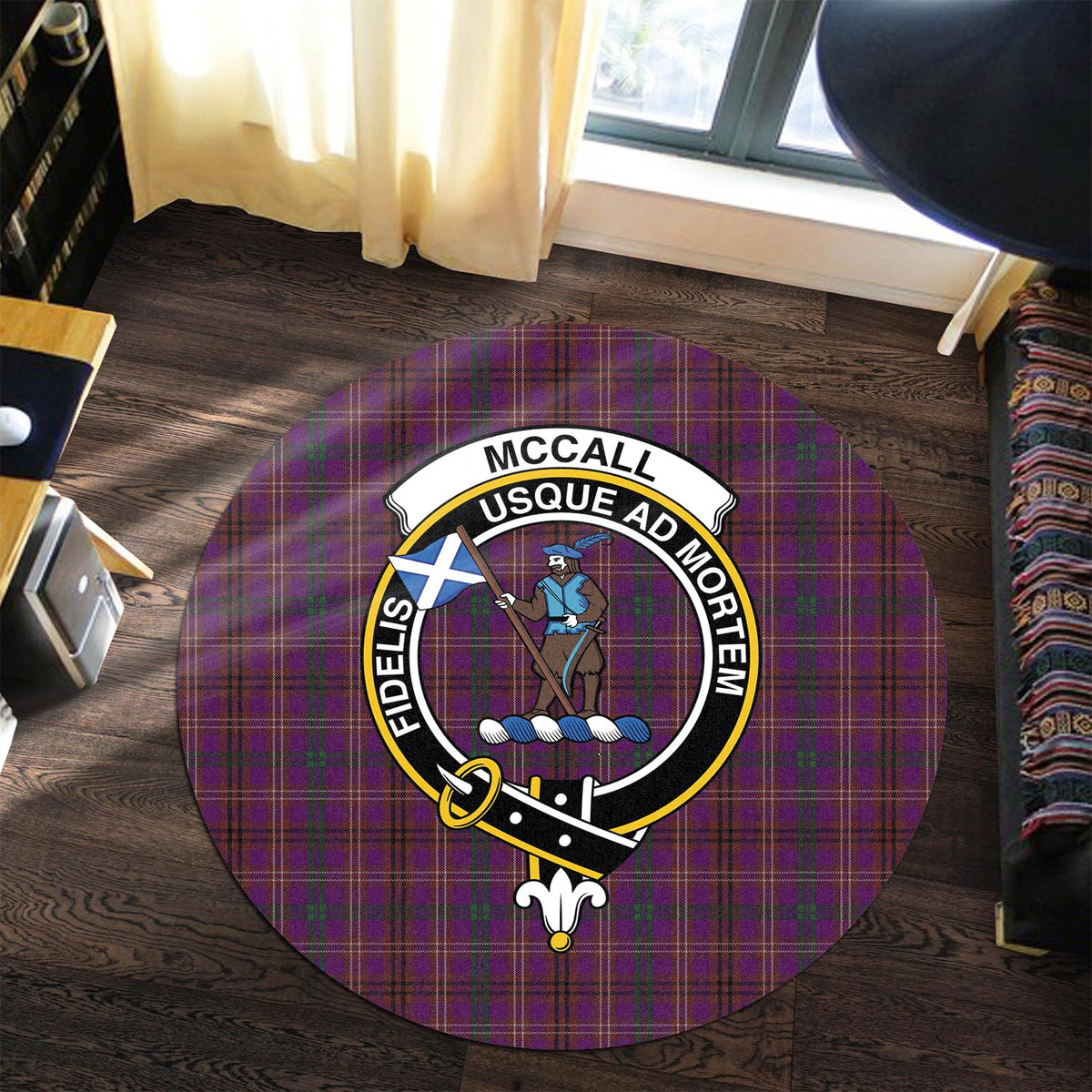 McCall (Caithness) Tartan Round Rug with Family Crest Premium Round Rug - Tartan Vibes Clothing