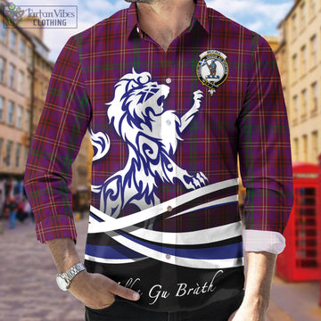 McCall (Caithness) Tartan Long Sleeve Button Up Shirt with Alba Gu Brath Regal Lion Emblem Men's Shirt - Tartan Vibes Clothing