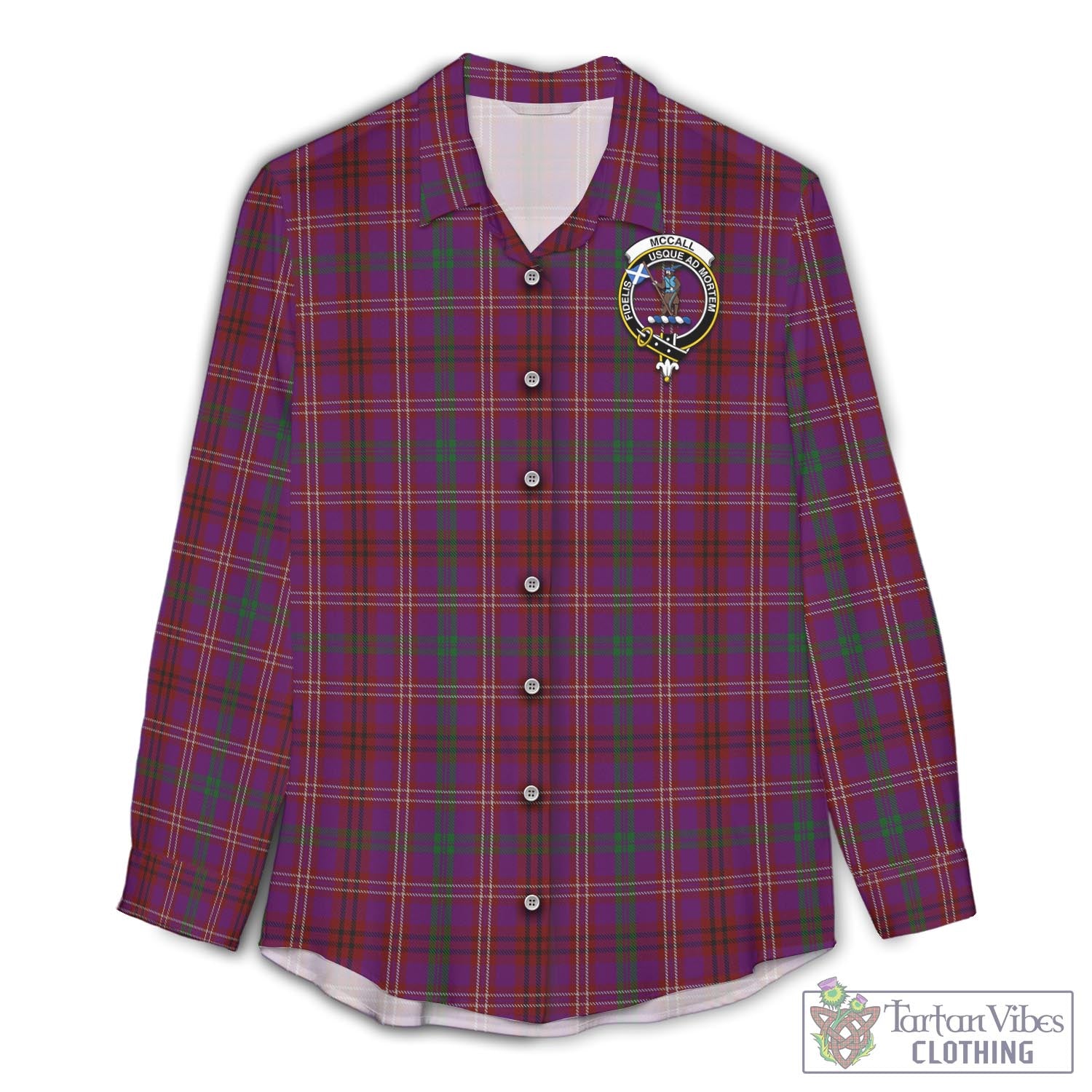 McCall (Caithness) Tartan Womens Casual Shirt with Family Crest