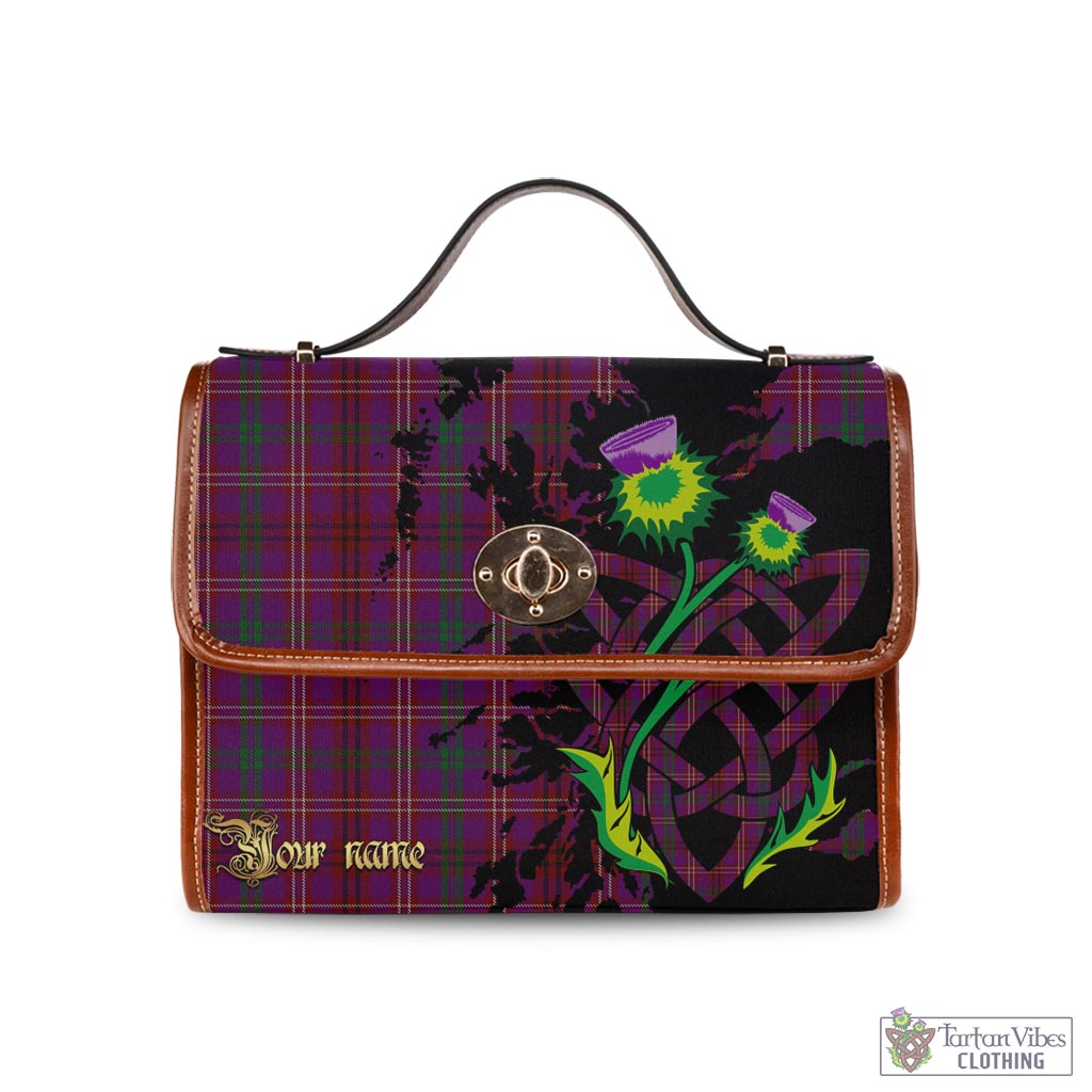 Tartan Vibes Clothing McCall (Caithness) Tartan Waterproof Canvas Bag with Scotland Map and Thistle Celtic Accents