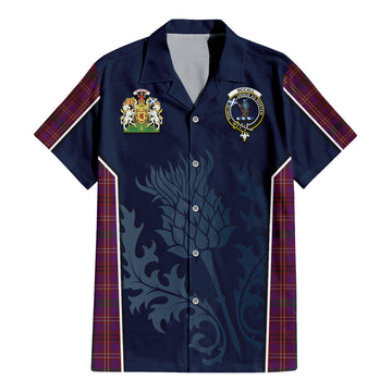 McCall (Caithness) Tartan Short Sleeve Button Up Shirt with Family Crest and Scottish Thistle Vibes Sport Style