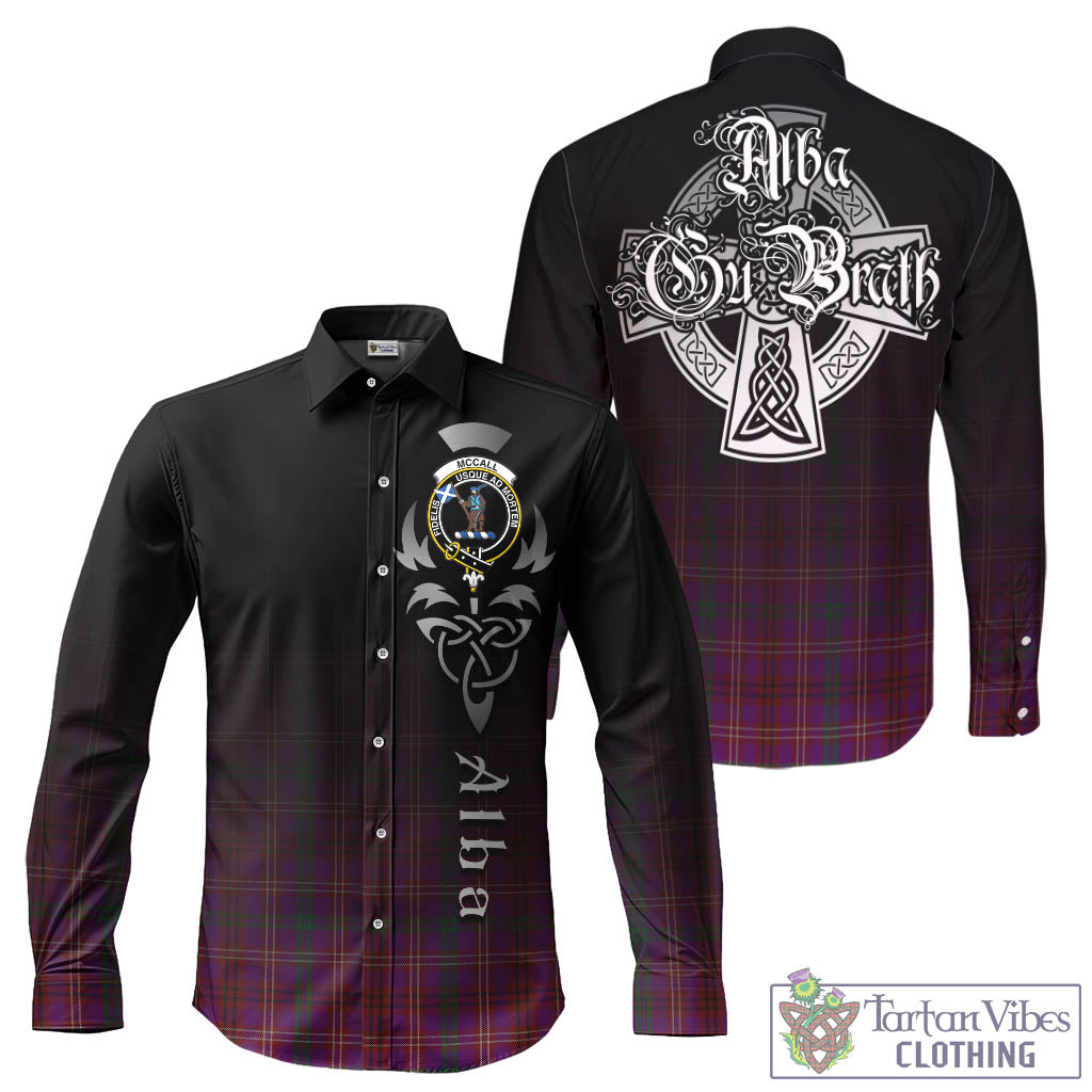 Tartan Vibes Clothing McCall (Caithness) Tartan Long Sleeve Button Up Featuring Alba Gu Brath Family Crest Celtic Inspired