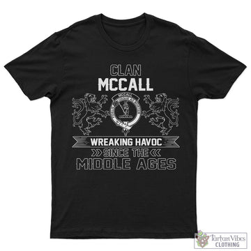 McCall (Caithness) Family Crest 2D Cotton Men's T-Shirt Wreaking Havoc Style