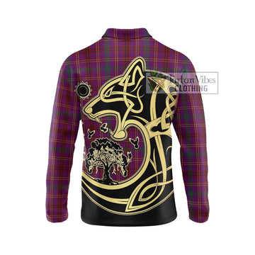 McCall (Caithness) Tartan Long Sleeve Polo Shirt with Family Crest Celtic Wolf Style - Tartan Vibes Clothing