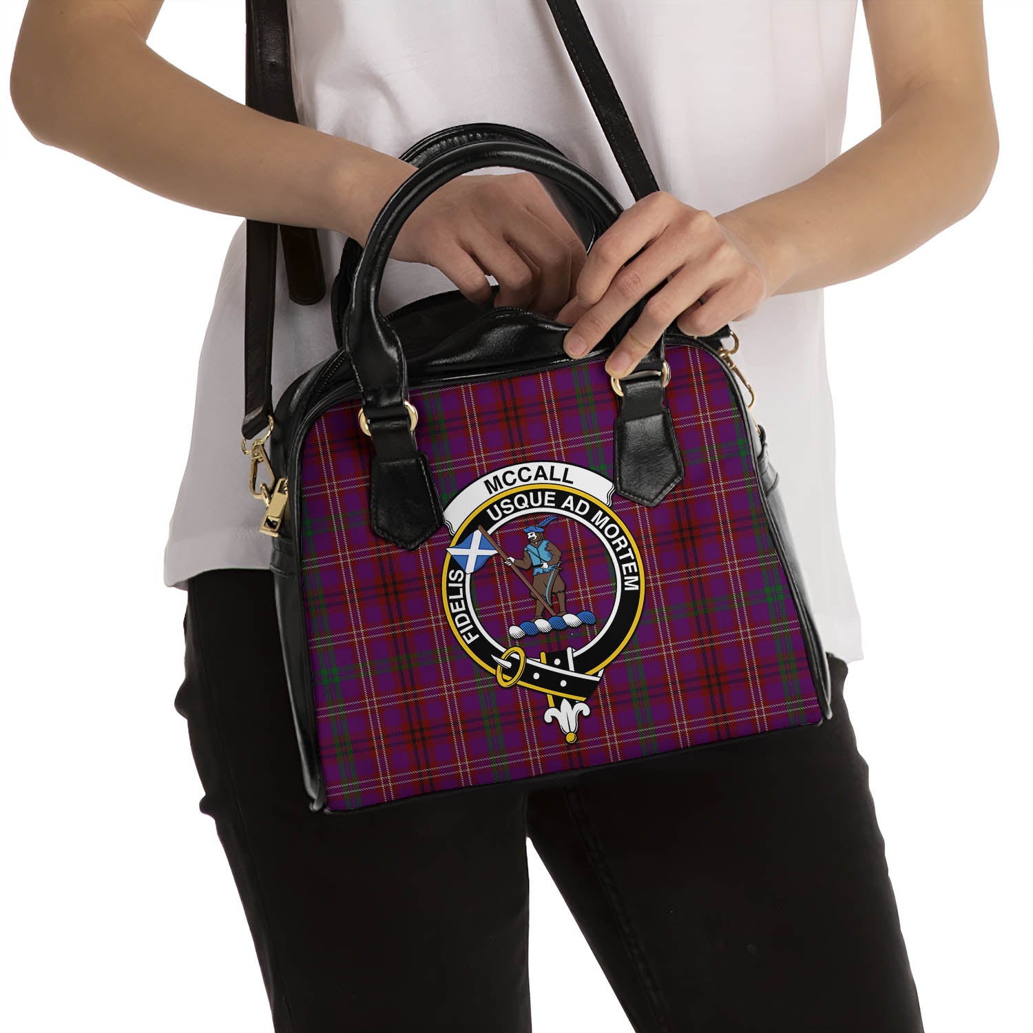 McCall (Caithness) Tartan Shoulder Handbags with Family Crest - Tartanvibesclothing