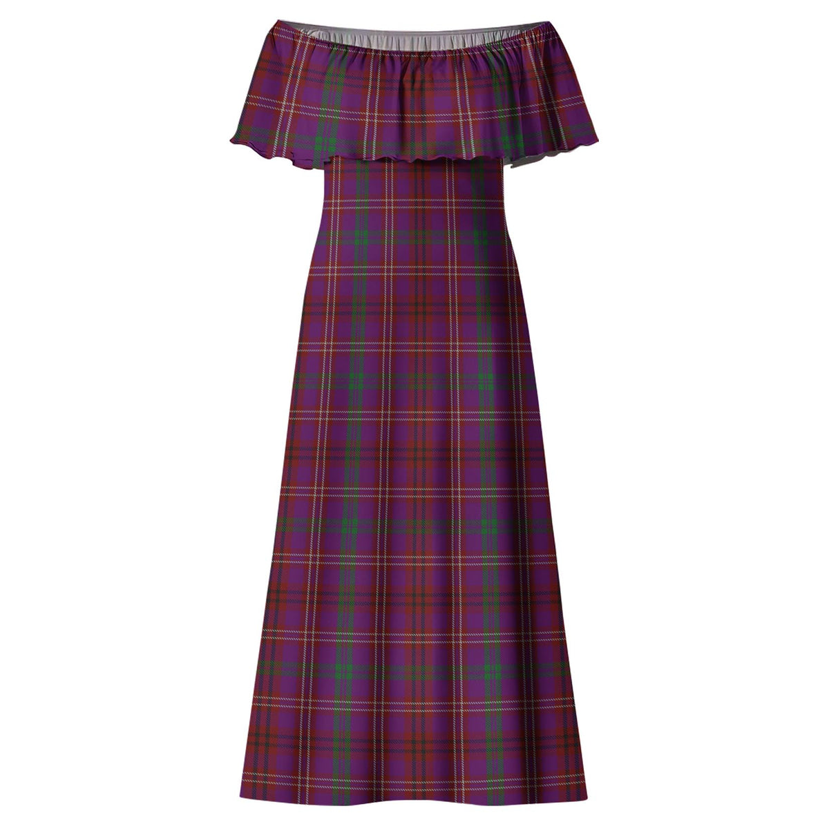 McCall (Caithness) Tartan Off Shoulder Long Dress - Tartan Vibes Clothing