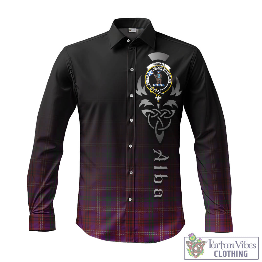 Tartan Vibes Clothing McCall (Caithness) Tartan Long Sleeve Button Up Featuring Alba Gu Brath Family Crest Celtic Inspired