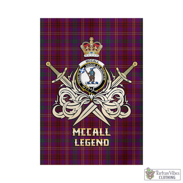 McCall (Caithness) Tartan Garden Flag with Clan Crest and the Golden Sword of Courageous Legacy - Tartan Vibes Clothing