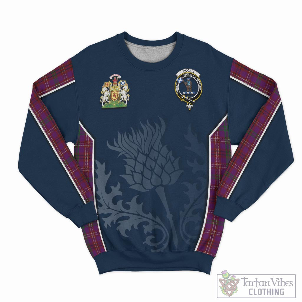 Tartan Vibes Clothing McCall (Caithness) Tartan Sweatshirt with Family Crest and Scottish Thistle Vibes Sport Style