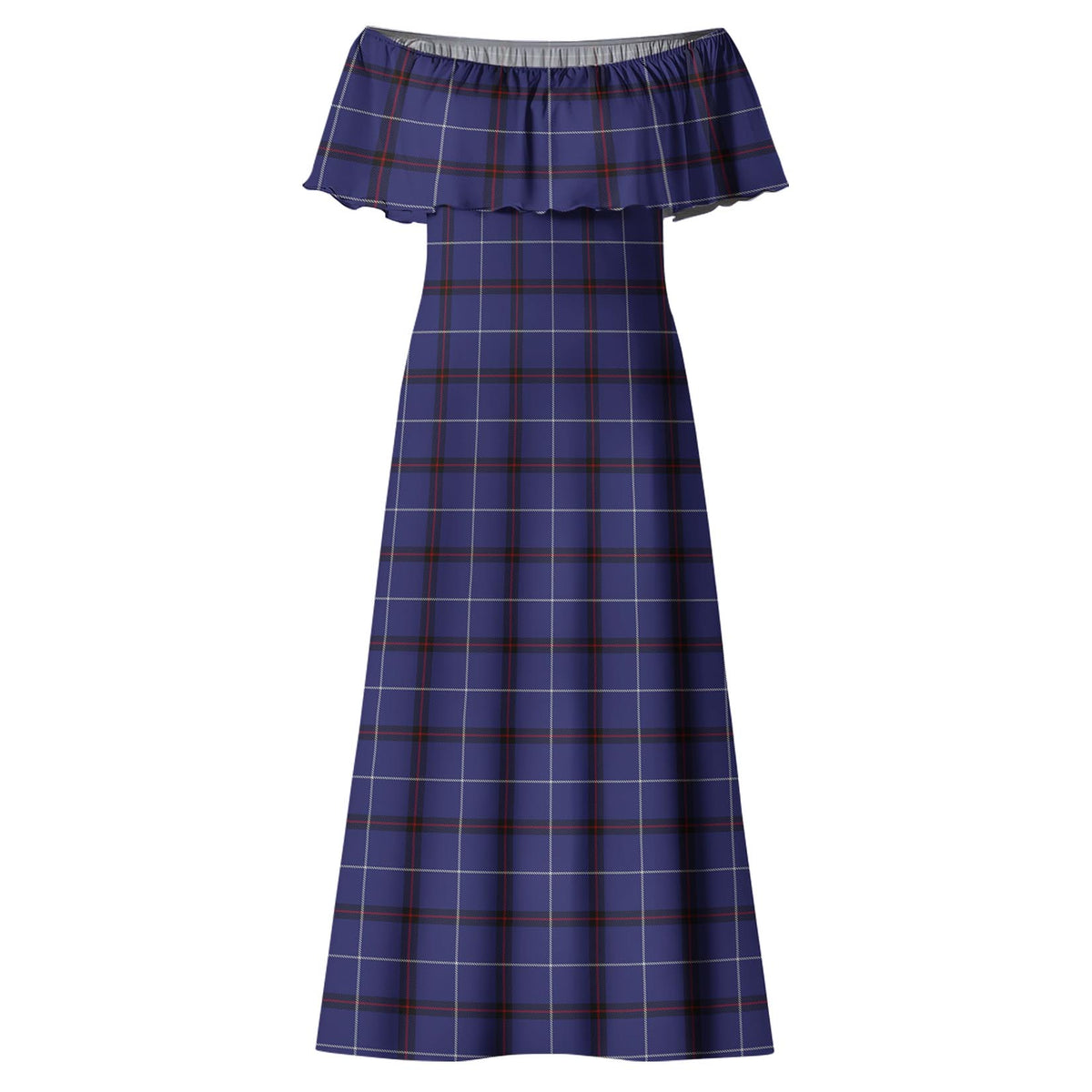 McCallie Tartan Off Shoulder Long Dress - Tartan Vibes Clothing