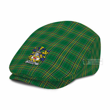 McCann Irish Clan Tartan Jeff Cap, Tartan Flat Cap with Coat of Arm - Tartan Vibes Clothing
